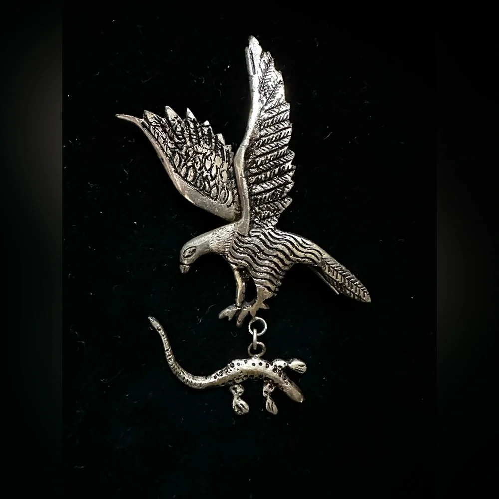 Vintage Peru 925‎ Sterling Silver Eagle Brooch Signed LV 4”